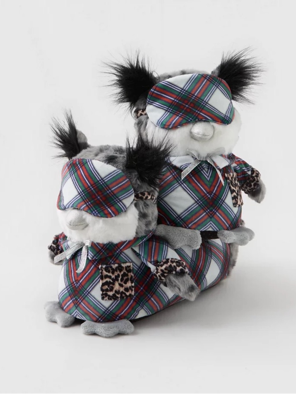 AERIE | BNWT Tartan Owl Holiday Critter Slippers Size M